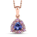 Tanzanite, Multi Gemstone Pendant Necklace (20 Inches) in 18K Vermeil RG Over Sterling Silver 1.75 ctw - Sticky add to cart bar