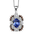 Tanzanite and Multi Gemstone 2.00 ctw Baroque Bloom Pendant Necklace in Rhodium Over Sterling Silver 20 Inches - Sticky add to cart bar