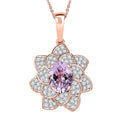 D'Joy Premium Martha Rocha Kunzite and White Zircon 4.15 ctw Rose Flower Pendant Necklace in 18K Vermeil Rose Gold Over Sterling Silver 20 Inches - Sticky add to cart bar
