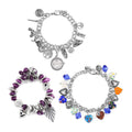 3pcs Set - Strada Japanese Movement Charm Bracelet Watch and Mutli Glass, Purple Howlite Beaded Set of 2 Bracelet with Heart Charm 15.00 ctw - Sticky add to cart bar