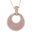 Natural Pink and White Diamond I3 0.50 ctw Half Moon Pave Pendant Necklace in 18K Vermeil Rose Gold Sterling Silver 20 Inches - Sticky add to cart bar