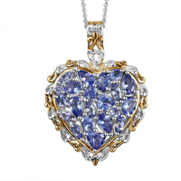 Tanzanite 3.30 ctw Heart Pendant Necklace in 18K Vermeil YG and Rhodium Over Sterling Silver 20 Inches