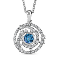 Karis Neptune Garden Mystic Topaz and White Zircon 1.70 ctw Galaxy Pendant in Platinum Bond with Stainless Steel Necklace (20 Inches)