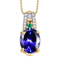 Luxoro AAA Tanzanite, Boyaca Colombian Emerald and Diamond I2 1.70 ctw Ocean Serenade Pendant Necklace in 10K Yellow Gold 18 Inches - Sticky add to cart bar