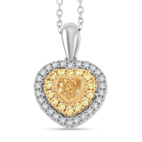 Modani Natural Yellow and White Diamond 0.44 ctw Pendant Necklace in 950 Platinum and 18K Yellow Gold 18 Inhces