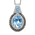 D'Joy Premium Mangoro Aquamarine, Santa Ana Aquamarine, Natural Champagne and White Diamond 2.80 ctw Ocean Empress Pendant Necklace in Rhodium Over Sterling Silver 20 Inches - Sticky add to cart bar