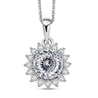 120 Facet Moissanite 2.30 ctw Pendant Necklace in Rhodium Over Sterling Silver 20 Inches