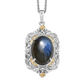 Karis Malagasy Labradorite 12.40 ctw Pendant in 18K YG Plated and Platinum Bond with Stainless Steel Necklace 20 Inches - Sticky add to cart bar