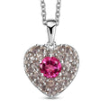 Pink Mystic Topaz and Signity Complexion Topaz 1.65 ctw Heart Pendant in Rhodium Over Sterling Silver with Stainless Steel Necklace 20 Inches - Sticky add to cart bar