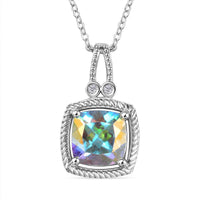 Mercury Mystic Topaz and White Zircon 2.60 ctw Pendant Necklace in Rhodium Over Sterling Sliver 20 Inches