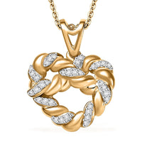 GP Amore Collection Diamond Love Knot Pendant Necklace (20 Inches) in 18K Vermeil YG Sterling Silver (Del. in 8-10 Days) 0.15 ctw