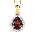 Mozambique Garnet and White Zircon 2.90 ctw Pendant Necklace in 18K Vermeil YG Over Sterling Silver 20 Inches - Sticky add to cart bar