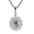 Mercury Mystic Topaz and White Zircon 1.00 ctw Celestial Bloom Pendant in Rhodium Over Sterling Silver with Stainless Steel Chain 20 Inches - Sticky add to cart bar