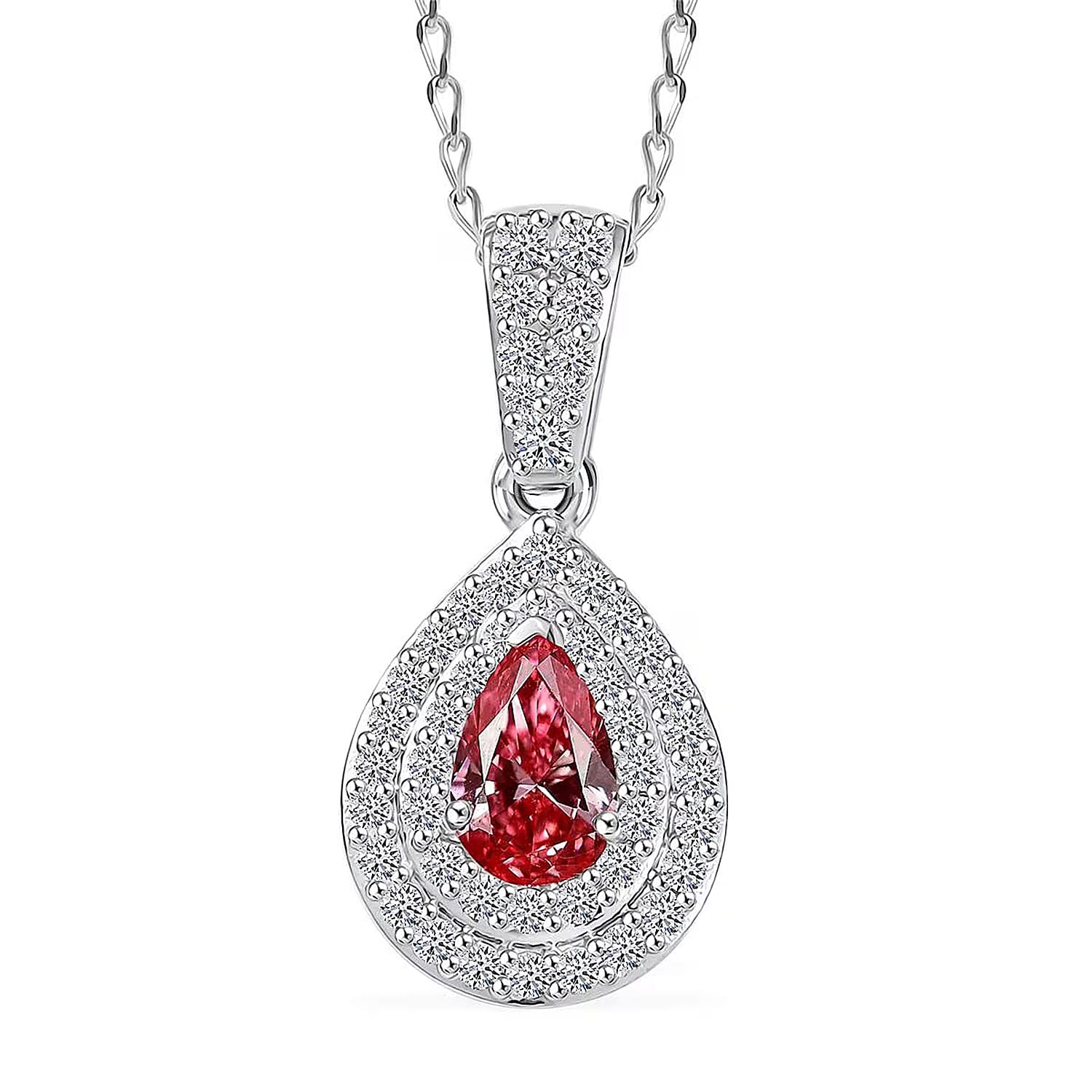 SGL Certified Luxuriant Lab Grown Pink Diamond (IR) VS and Lab Grown Diamond 1.00 ctw Pendant Necklace in 950 Platinum 20 Inches
