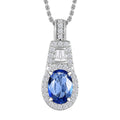 Luxoro AAA Ceylon Blue Sapphire, Padparadscha Sapphire (BT) and Diamond 1.30 ctw Pendant Necklace in 10K White Gold 20 Inches - Sticky add to cart bar