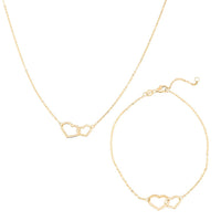 Italian Adjustable Heart Necklace and Bracelet in 10K Yellow Gold 1.42 Grams