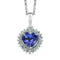 Rhapsody AAAA Tanzanite, Paraiba Tourmaline and Diamond E-F, VS2 2.20 ctw Pendant Necklace in 950 Platinum 20 Inches - Sticky add to cart bar