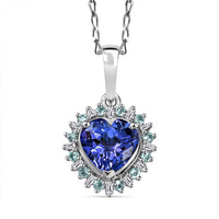 Rhapsody AAAA Tanzanite, Paraiba Tourmaline and Diamond E-F, VS2 2.20 ctw Pendant Necklace in 950 Platinum 20 Inches