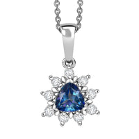 Neptune Garden Mystic Topaz and White Zircon 1.30 ctw Starburst Pendant in Platinum Over Sterling silver with Stainless Steel Necklace (20 Inches)