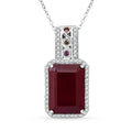 TLV Niassa Ruby (FF) Multi Gemstone Pendant Necklace (20 Inches) in Rhodium Over Sterling Silver 10.50 ctw - Sticky add to cart bar