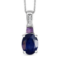 Niassa Ruby (FF) and Multi Gemstone 2.80 ctw Pendant Necklace in Rhodium Over Sterling Silver 20 Inches - Sticky add to cart bar