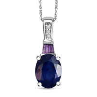 Niassa Ruby (FF) and Multi Gemstone 2.80 ctw Pendant Necklace in Rhodium Over Sterling Silver 20 Inches