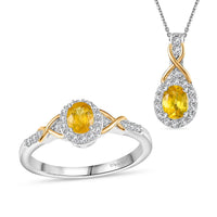 Madagascar Yellow Sapphire and White Zircon 1.90 ctw Infinity Glow Ring (Size 5.0), Pendant Necklace 20 Inches in 18K Vermeil YG and Rhodium Over Sterling Silver (Del. in 8-10 Days)