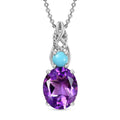 Moroccan Rose and Sleeping Beauty Turquoise 3.60 ctw Mystic Harmony Pendant Necklace in Platinum Over Sterling Silver 20 Inches - Sticky add to cart bar