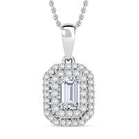 Pendant with Chain (Size 20) in Platinum Over Sterling Silver 0.42 ctw