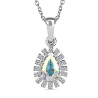 Mercury Mystic Topaz and White Zircon 1.20 ctw Snowflake Pendant Necklace in Platinum Over Sterling Silver 20 Inches