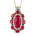 Premium Niassa Ruby (FF) and Multi Gemstone 8.50 ctw Royal Empress Pendant Necklace in 18K Vermeil Yellow Gold Sterling Silver 20 Inches - Sticky add to cart bar