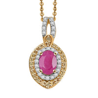 D'Joy Ceylon Blue Sapphire, Multi Gemstone Pendant Necklace (20 Inches) in Rhodium Over Sterling Silver 2.20 ctw