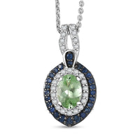 D'Joy Ceylon Blue Sapphire, Multi Gemstone Pendant Necklace (20 Inches) in Rhodium Over Sterling Silver 2.20 ctw