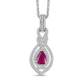 AAA Royal Ruby and White Zircon 1.50 ctw Infinity Teardrop Pendant Necklace in Rhodium Over Sterling Silver 20 Inches - Sticky add to cart bar