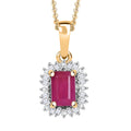 AAA Royal Ruby and Diamond 1.00 ctw Halo Pendant Necklace in 18K Vermeil Yellow Gold Over Sterling Silver 20 Inches - Sticky add to cart bar
