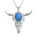 Blue Howlite 10.50 ctw Bull Head Pendant Necklace in Stainless Steel 20 Inches - Sticky add to cart bar