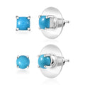 Set of 2 Premium Sleeping Beauty Turquoise 2.25 ctw Solitaire Stud Earrings in Rhodium Over Sterling Silver - Sticky add to cart bar