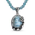 Artisan Crafted Premium Larimar and Multi Gemstone 34.70 ctw Pendant Necklace in Rhodium Over and Black Oxidized Sterling Silver 20 Inches - Sticky add to cart bar