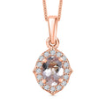 Pink Morganite and White Zircon 0.90 ctw Pendant Necklace in 18K Vermeil Rose Gold Sterling Silver 20 Inches - Sticky add to cart bar