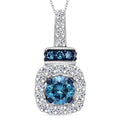 Luxuriant Lab Grown Blue and White Diamond SI 0.50 ctw Ocean Mirage Pendant Necklace in Rhodium Over Sterling Silver 20 Inches - Sticky add to cart bar