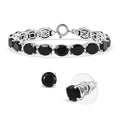 2 Piece Set - Karis Thai Black Spinel, Natural Champagne Zircon Linking Bracelet (6.50In) and Solitaire Stud Earrings in Platinum Bond 38.10 ctw - Sticky add to cart bar