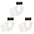 45pcs Set - 15pcs Necklace (18, 20 & 22Inch) and 15pcs Bracelet and 9pcs Hoop Earrings and 6pair Studs in ION Plated YG, RG and Stainless Steel - Sticky add to cart bar