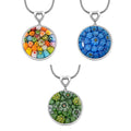 3 Piece Set - Multi Color Murano Style Pendant Necklace 24-28 Inches in Stainless Steel (Del. In 10-12 Days) - Sticky add to cart bar