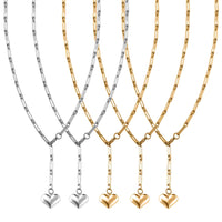 Set of 5 - Heart Necklace in ION Plated YG and Stainless Steel 22 Inches