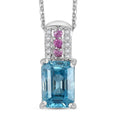 Combodian Blue Zircon and Multi Gemstone 1.50 ctw Pendant Necklace in Rhodium Over Sterling Silver 20 Inches - Sticky add to cart bar