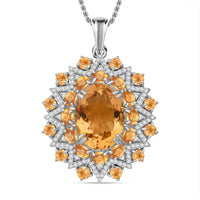 Epic Deal African Amethyst, White Zircon Eclipse Royale Pendant Necklace (20 Inches) in Rhodium Over Sterling Silver 13.85 ctw
