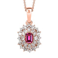 Luxuriant Premium Bixbite (LG) and White Zircon 3.60 ctw Blossom Royale Pendant Necklace in 18K Vermeil Rose Gold Sterling Silver 20 Inches - Sticky add to cart bar