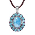 26th Apr TLV Premium Larimar, Orissa Rhodolite Garnet Pendant with Beaded Chain (20 Inches) in Rhodium Over Sterling Silver 92.75 ctw - Sticky add to cart bar