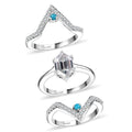 Set of 2 Moissanite and Sleeping Beauty Turquoise 3.40 ctw Ring in Rhodium Over Sterling Silver (Size 6.0) - Sticky add to cart bar