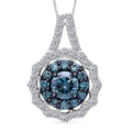 Luxuriant Lab Grown Blue Diamond (IR) and Lab Grown White Diamond (SI) 1.00 ctw Ocean Empress Pendant Necklace in Rhodium Over Sterling Silver 20 inches - Sticky add to cart bar